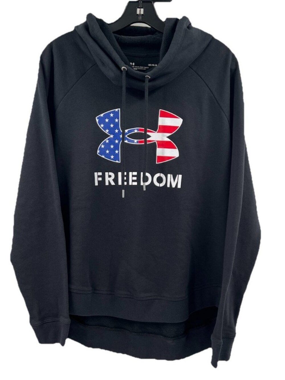 Under Armour Womens Black Freedom Flag Hoodie Size Large American Pullover